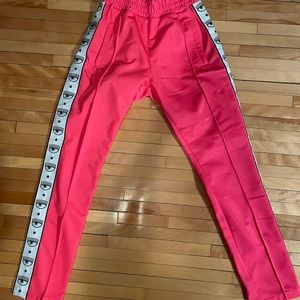 Chiara Ferragni Hot Pink Track Pants with Eye Logo Tape